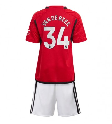 Manchester United Donny van de Beek #34 Replika Babytøj Hjemmebanesæt Børn 2023-24 Kortærmet (+ Korte bukser)